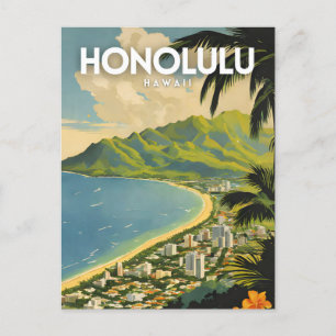 Carte Postale Honolulu Hawaii Nostalgale Art Vintage voyage
