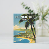 Carte Postale Honolulu Hawaii Nostalgic Travel Art (Debout devant)