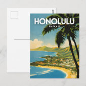 Carte Postale Honolulu Hawaii Nostalgic Travel Art (Devant / Derrière)