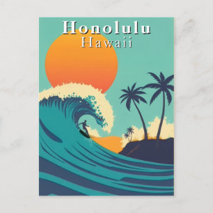 Carte Postale Honolulu Hawaii Surf Vintage Voyage