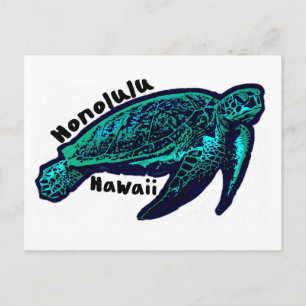 Carte Postale Honolulu Hawaii tortue marine artistique