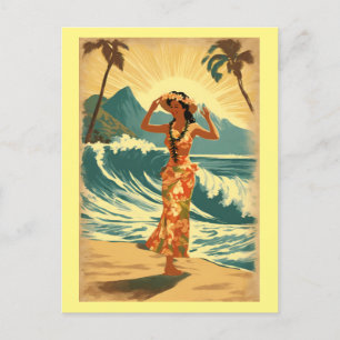 Carte Postale Honolulu vintage Hawaii Mid-Pacific Travel