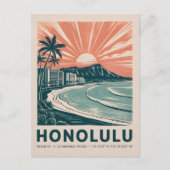 Carte Postale Honolulu Waikiki Diamond Head Pittoresque Retro Tr (Devant)
