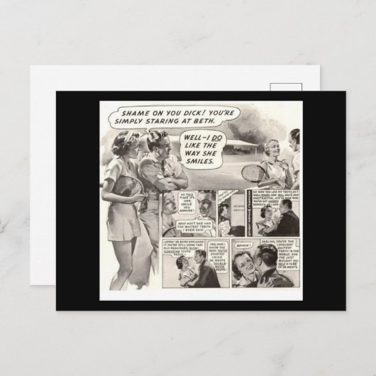 Carte Postale Honte À Toi Dick ! Annonce rétro (Devant / Derrière)
