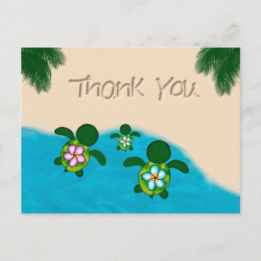 Carte Postale Honu Baby BOY Sea TURTLE Merci Boys Blue #281 (Devant)