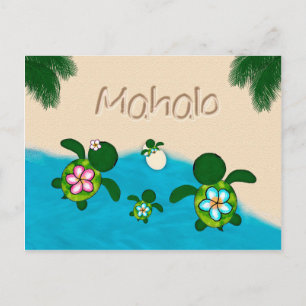 Carte Postale Honu Baby BOY Sea TURTLE Merci Boys Blue #281