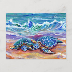 Carte Postale Honu Hugs and Love at the Beach Hawaiian Postcard