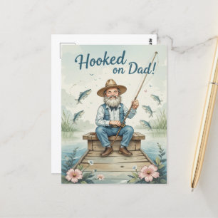 Carte Postale Hook sur papa Fête des pères de pêche drôle