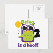 Carte Postale Hoot Owl 2e anniversaire T-shirts et cadeaux (Devant / Derrière)