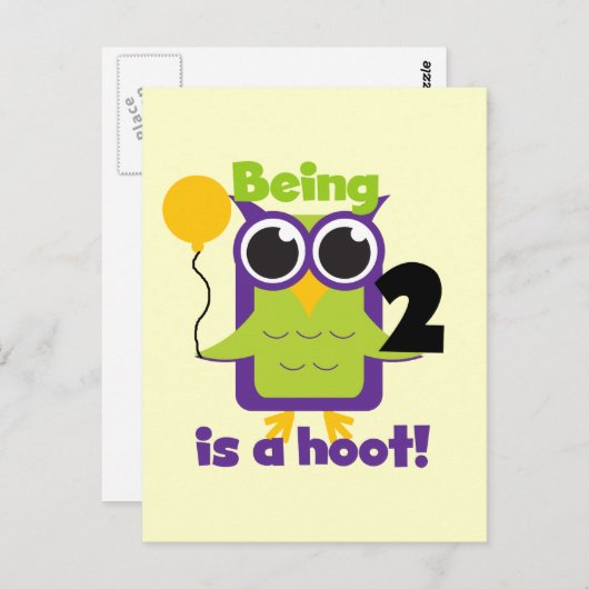 Carte Postale Hoot Owl 2e anniversaire T-shirts et cadeaux (Devant / Derrière)