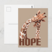 Carte Postale Hope adorable maman et bébé Giraffe (Devant / Derrière)