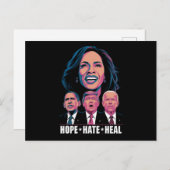 Carte Postale Hope Hate Heal Rise Kamala 2024 (Devant / Derrière)