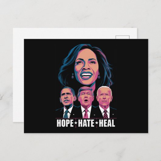 Carte Postale Hope Hate Heal Rise Kamala 2024 (Devant / Derrière)