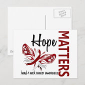 Carte Postale Hope Matters Papillon Tête Et Cou Cancer (Devant / Derrière)