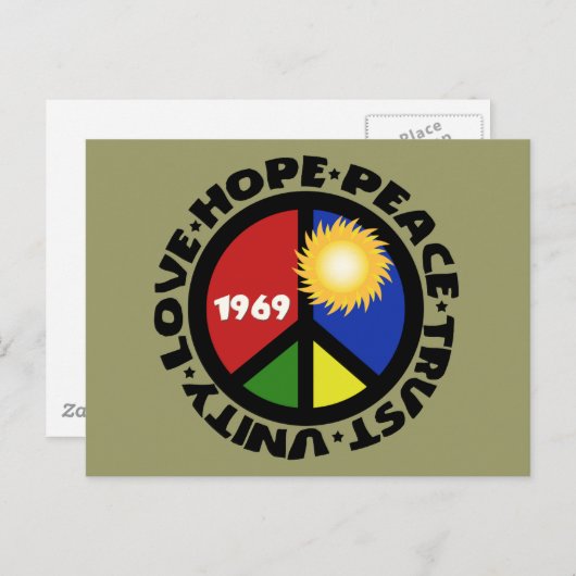 Carte Postale Hope Peace Love Trust Unity (Devant / Derrière)