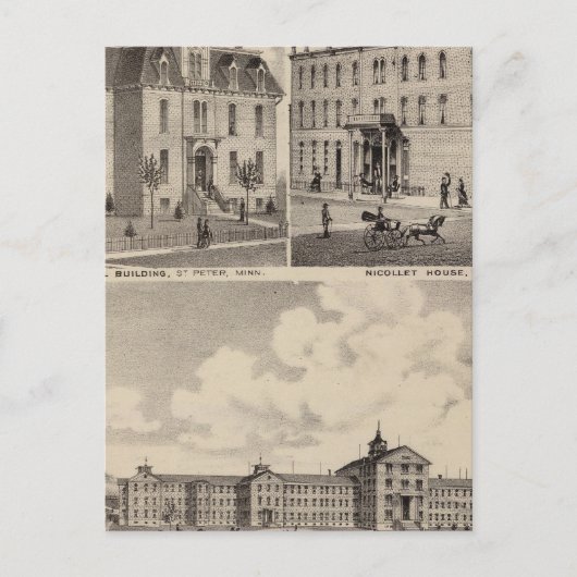 Carte Postale Hôpital fou, Bâtiment scolaire public, Minnesota (Devant)