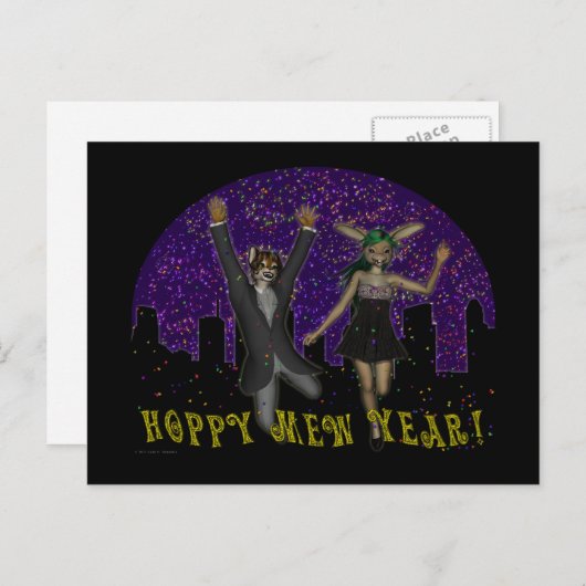 Carte postale Hoppy Mew Year (Devant / Derrière)