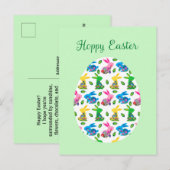 Carte Postale Hoppy Paster Bunnies minuscule vert (Devant / Derrière)