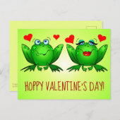 Carte Postale Hoppy Valentines Day Fun mignon Cartoon Frogs Coeu (Devant / Derrière)