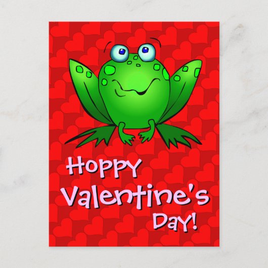 Carte postale Hoppy Valentine's Day Red Hearts Fro (Devant)
