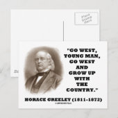 Carte Postale Horace Greeley Go West Young Man Go West (Devant / Derrière)