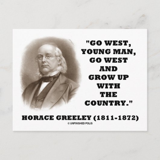 Carte Postale Horace Greeley Go West Young Man Go West (Devant)