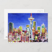 Carte Postale Horizon Brillant De Seattle Avec Space Needle (Devant / Derrière)
