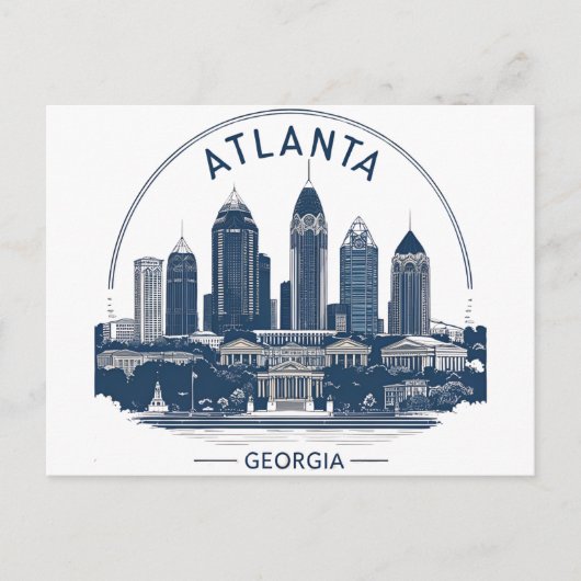 Carte Postale Horizon d'Atlanta Géorgie (Devant)