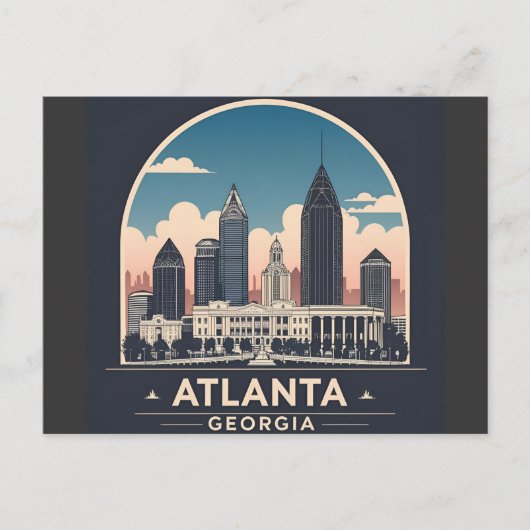 Carte Postale Horizon d'Atlanta Géorgie (Devant)