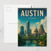 Carte Postale Horizon d'Austin Texas et front de rivière (Devant / Derrière)