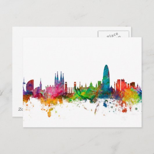 Carte Postale Horizon de Barcelone Espagne (Devant / Derrière)