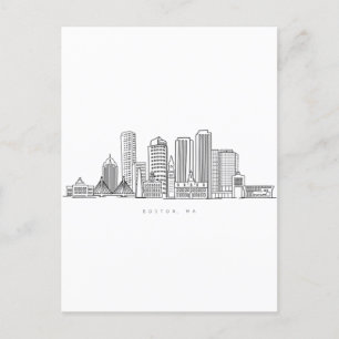 Carte Postale Horizon de la ville de Boston, horizon de Boston m