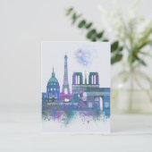 Carte Postale Horizon de Paris - bleu d'aquarelle (Debout devant)
