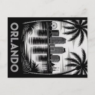 Carte Postale Horizon d'Orlando noir et blanc en gravure sur boi