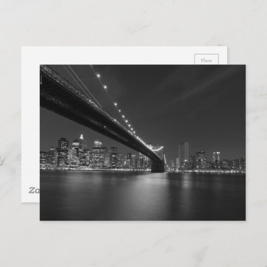 Carte Postale Horizons de New York en noir et blanc (Devant / Derrière)