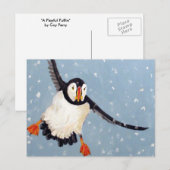 Carte postale horizontale "A Playful Puffin" (Devant / Derrière)