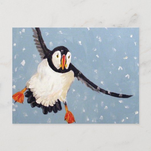 Carte postale horizontale "A Playful Puffin" (Devant)