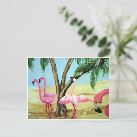 Carte postale horizontale "Les Flamants roses de F (Debout devant)