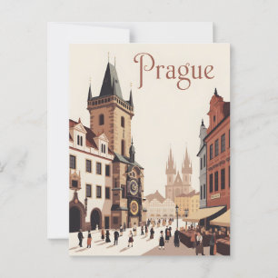Carte Postale horloge astronimique de Prague vintage