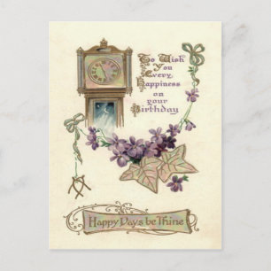 Carte Postale Horloge de grand-père feuilles de myosotis