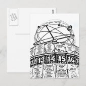 Carte Postale Horloge Mondiale, Alexanderplatz, Berlin, Esquisse (Devant / Derrière)