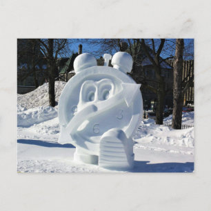 Carte Postale Horloge Sculpture de neige, Québec, Canada