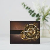 Carte Postale Horloge Steampunk avec des engrenages anciens (Debout devant)