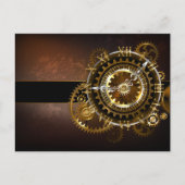 Carte Postale Horloge Steampunk avec des engrenages anciens (Devant)