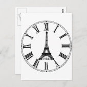 Carte Postale Horloge Tour Eiffel Paris (Devant / Derrière)