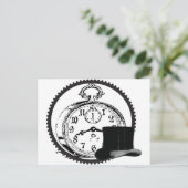 Carte Postale horloge vapeur, engrenage, casquette (Debout devant)