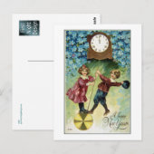 Carte Postale Horloge vintage Tourne minuit (Devant / Derrière)