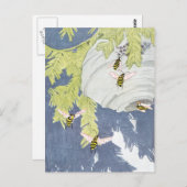 Carte Postale Hornets à visage chauve et leur nid en papier (Devant / Derrière)