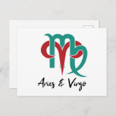 Carte Postale Horoscope du couple Bélier et Vierge (Devant / Derrière)