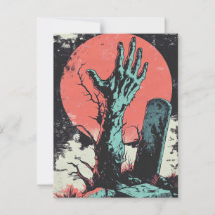 Carte Postale Horror Comic Zombie Graveyard